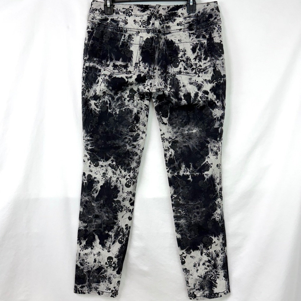 ROYAL BONES Daang Goodman Skull Acid Wash Skinny Jeans Black White 11 Punk Emo - Picture 6 of 10